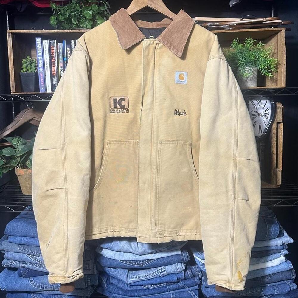 Vintage 90s Carhartt JO2 BRN Brown Tan Arctic Detroit Jacket Mens 52 XL